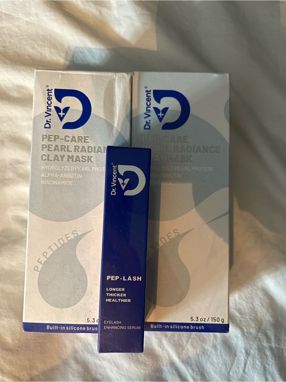 Dr.Vincent pep-LASH Eyelash growth Serum - pearl radiance clay mask w/ brush 3pk